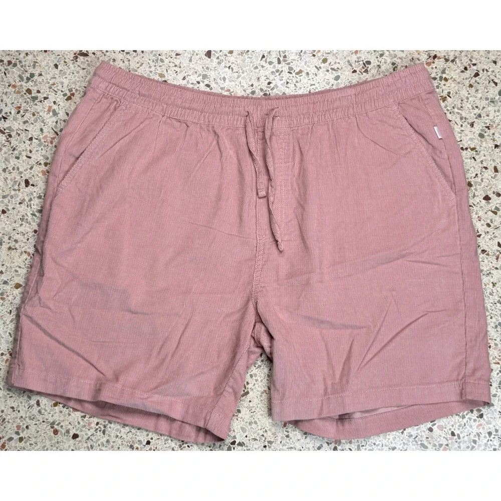 Onia Men's Pink  Drawstring Waist Corduroy Pattern Shorts Size XXL‎